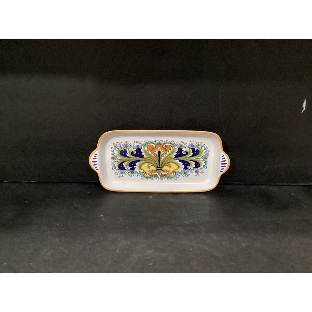Nova Deruta Italian Earthenware Hand painted Multicolor Rectangle Serving Tray